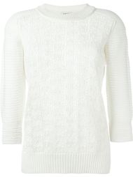 crochet panel detail three quarter length sleeve jumper Sonia By Sonia Rykiel