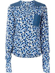 floral print panel detail tie sleeves v neck blouse Sonia By Sonia Rykiel