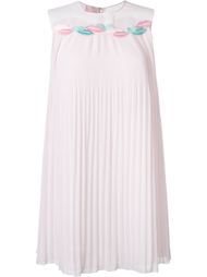 sleeveless embroidered kisses pleated shift dress Giamba