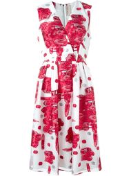 floral print wrap detail v neck flare dress Antonio Marras