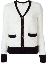 contrast trim textured button down cardigan Sonia By Sonia Rykiel