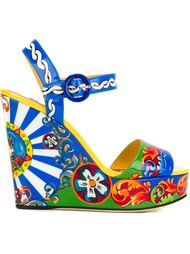 Carretto Siciliano print wedge sandals Dolce &amp;amp; Gabbana