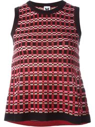 contrast trim plaid wide fit knitted tank top M Missoni