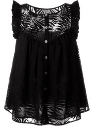 lace panel ruffle sleeve pleated shift tank top Paul &amp;amp; Joe