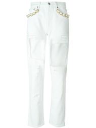 'Boyfriend Slim' embellished open panel straight leg jeans Forte Couture