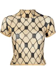 fishnet print sheer top KTZ