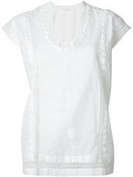 lace trim embroidered sleeveless T-shirt P.A.R.O.S.H.