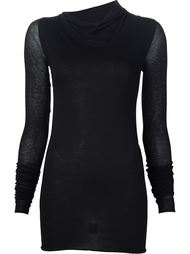 semi sheer sleeve asymmetric roll neck knitted top Rick Owens Lilies