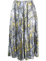 palm tree and stripe print pleated midi skirt Astraet