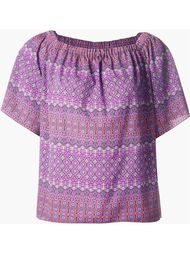 ethnic print off shoulder wide fit shirt Astraet