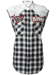 lace panel plaid 'Rodeo Queen' long button down shirt Forte Couture
