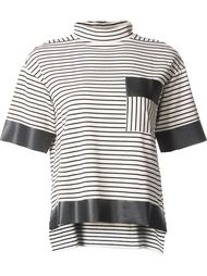 striped contrast pocket panel wide sleeve T-Shirt Astraet