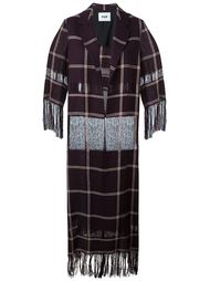 plaid fringed coat MSGM