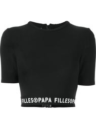 logo waist cropped fitted T-shirt Filles A Papa