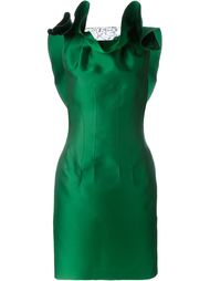 платье с оборками и кружевной вставкой сзади Lanvin