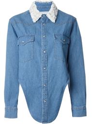 embellished collar asymmetric denim shirt  Forte Couture