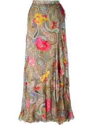 paisley print ruffled hem full maxi skirt Etro