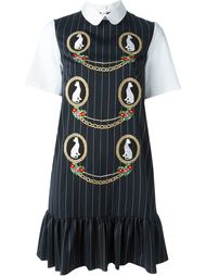 pinstriped applique drop waist pleated dress Vivetta