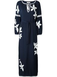 lace applique tie neck maxi dress Tory Burch