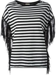 fringed striped knitted top Laneus