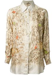 рубашка с растительным принтом Hermès Vintage