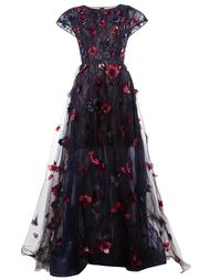 кружевное платье с цветочной аппликацией  Oscar de la Renta