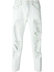 укороченные джинсы с рваными деталями Love Moschino