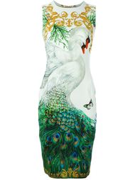 приталенное платье с принтом лебедей Versace Collection