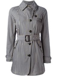 checked print belted trench coat Woolrich