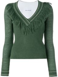 Fringed V-Neck Knit Sweater Paco Rabanne