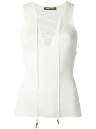 lace-up neck knit top Roberto Cavalli