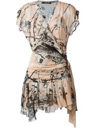 платье с запахом и цветочным принтом Roberto Cavalli