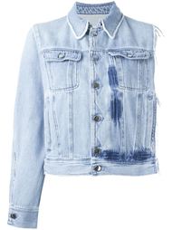 asymmetric frayed button up denim jacket Mm6 Maison Margiela