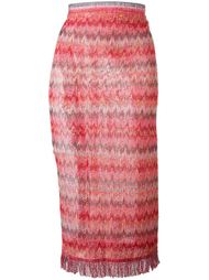 полупрозрачная фактурная юбка с бахромой  Missoni