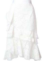 ruffled front lace skirt Oscar de la Renta