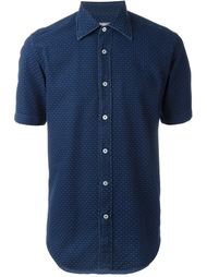 textured short sleeve button down shirt Canali