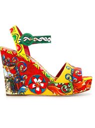 Carretto Siciliano print wedge sandals  Dolce &amp;amp; Gabbana