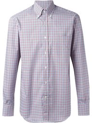 double checked button down shirt Canali