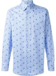 checked floral print button down shirt Canali