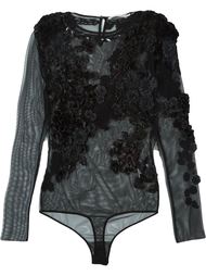 flower appliqué bodysuit blouse Amen