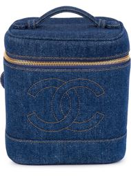 CC logo cosmetic denim tote Chanel Vintage
