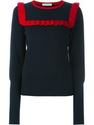 long cuffed sleeve contrast crew neck frilled sweatshirt J.W. Anderson