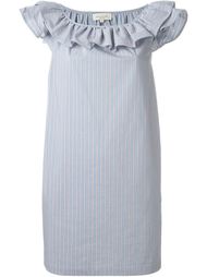 pinstripe ruffle off shoulder shift dress Paul &amp;amp; Joe