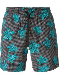 checked turtle print swim shorts Vilebrequin