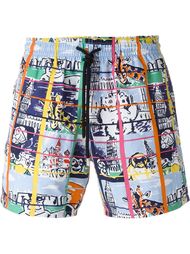 grid sketch print swim shorts Vilebrequin