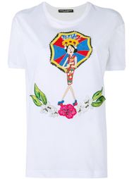 Sunbathing Lady Embroidered Short Sleeve T-Shirt Dolce &amp;amp; Gabbana