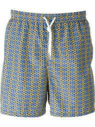 tile print swim shorts Kiton