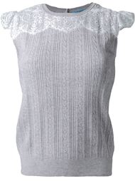 cable knit lace panel detail sleeveless knitted top Guild Prime