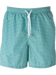 square print swim shorts Kiton