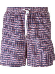 square print swim shorts Kiton